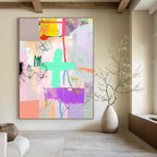 Colorful Cross Collage Playful Graphic Abstract Painting GAB0252