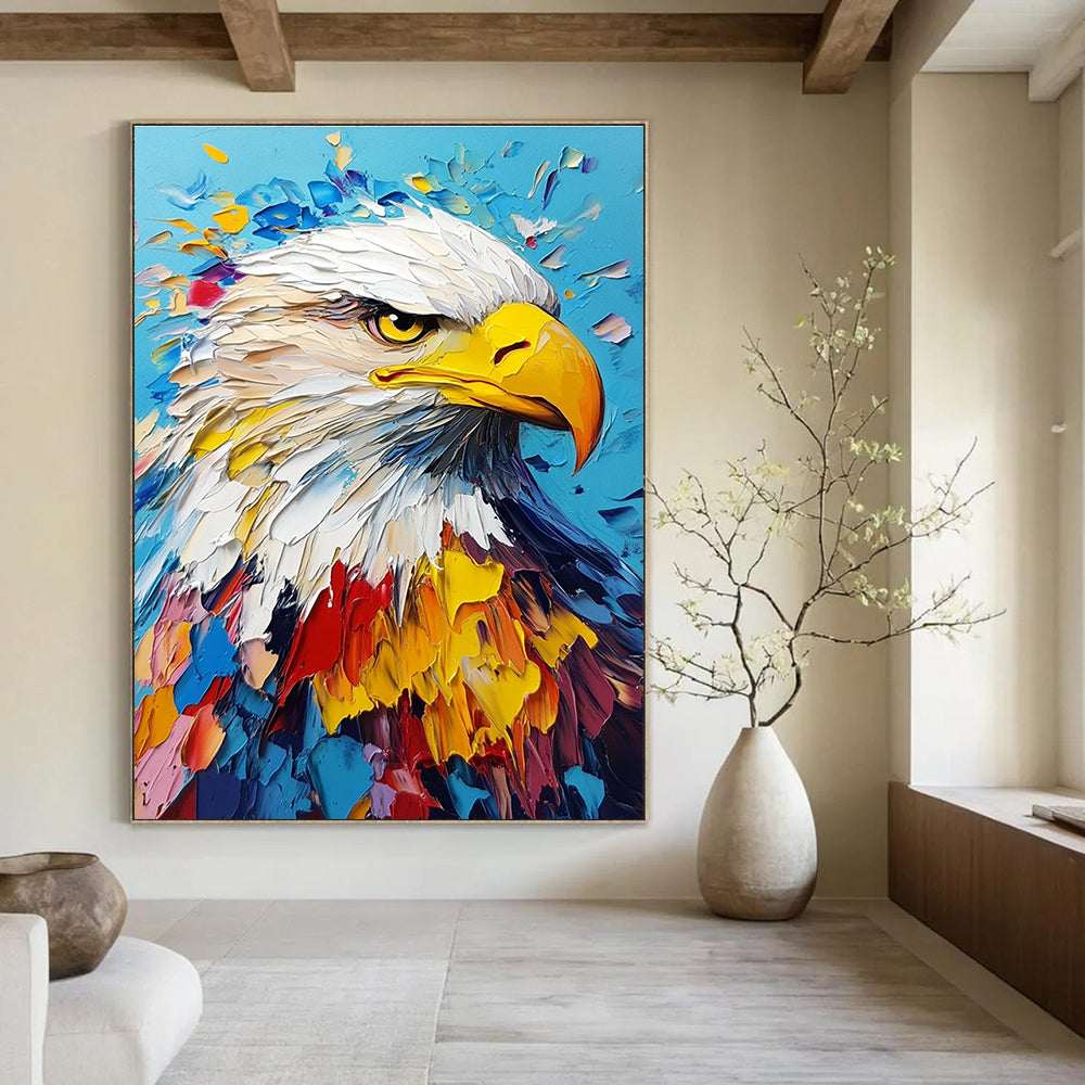 Colorful Eagle Portrait Abstract Painting for Patriotic - Themed Spaces GAB1323
