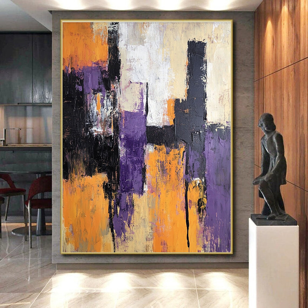 Purple Orange Abstract Painting with Bold Contrast WINK563