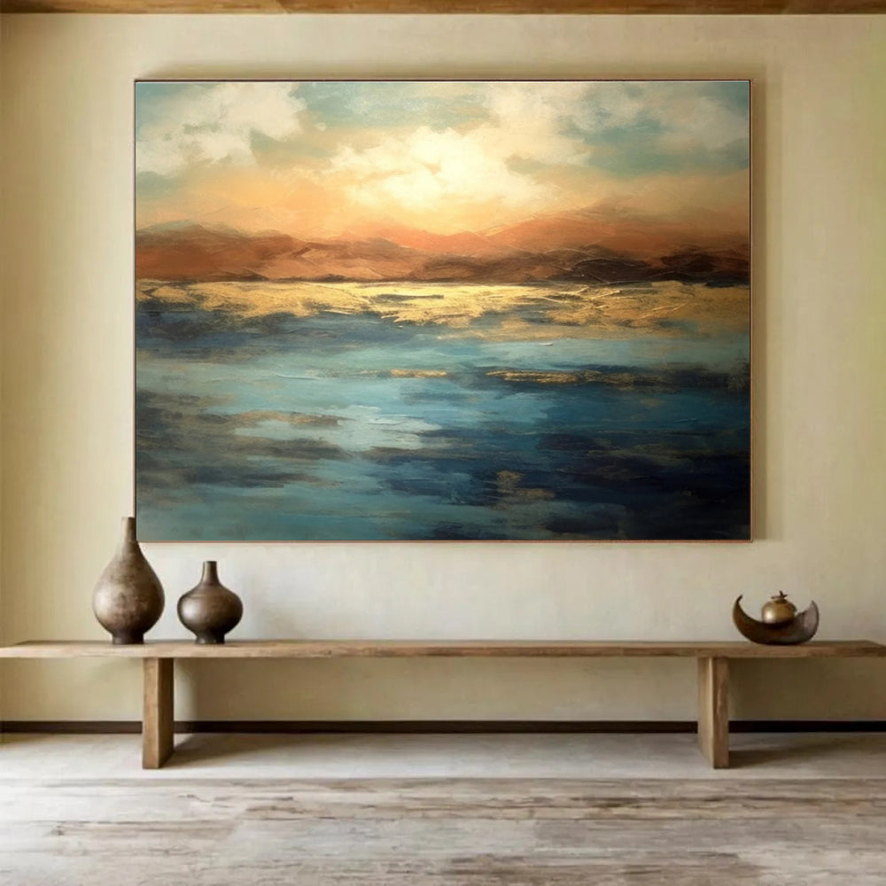 Sunset Lake Abstract Painting for Relaxing Spaces YHT065