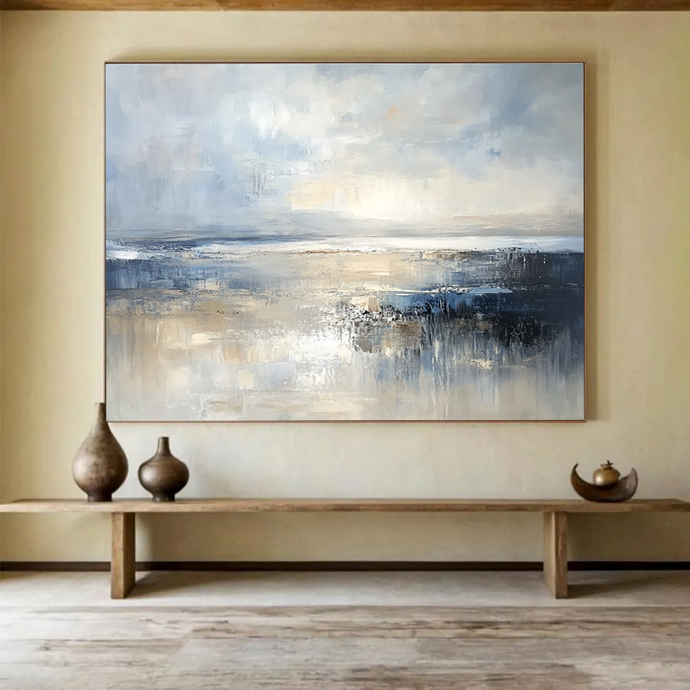 Expansive Seascape Abstract Painting with Grand Horizon ABS437