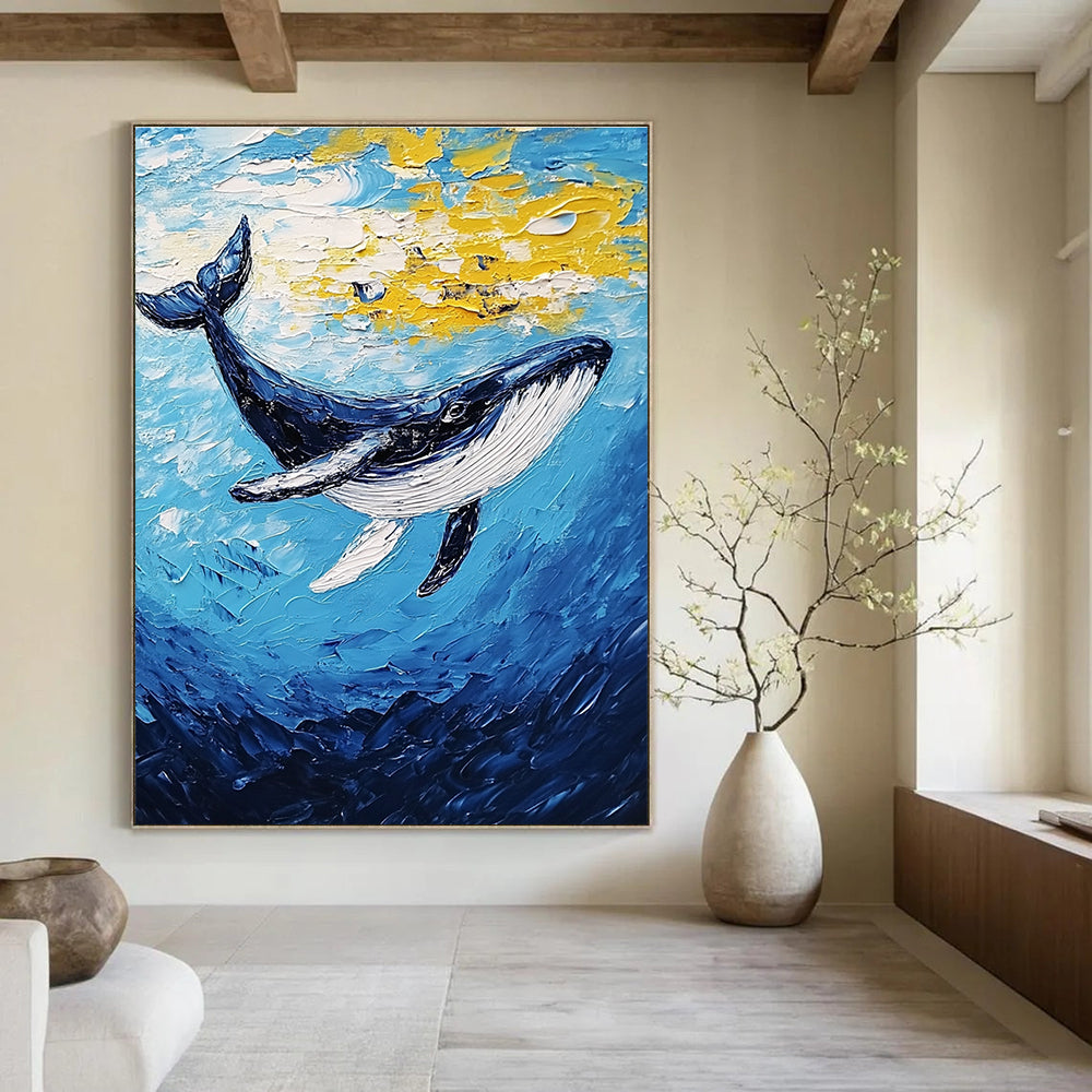 Blue Whale in Ocean Abstract Painting of Marine Majesty GAB0190