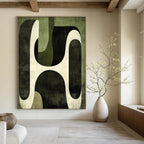 Green Geometric Abstract Painting for Eco - Friendly Workspaces GAB0967