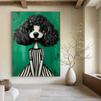 Whimsical Curly - Haired Dog Portrait Abstract Painting GAB0031