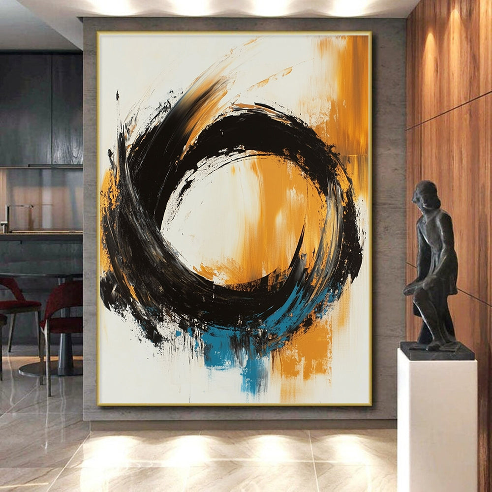 Bold Circular Abstract Painting with Dynamic Motion WINK767