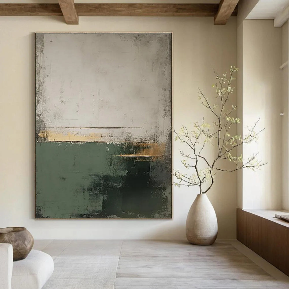 Earth - Toned Abstract with Gold Painting for Timeless Interiors HENG454