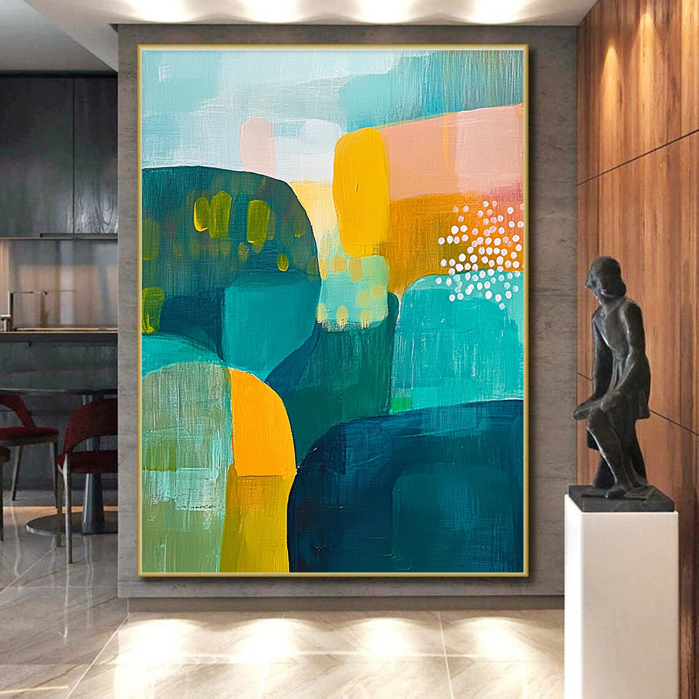 Vibrant Color Blocks Abstract Painting with Playful Energy WINK174