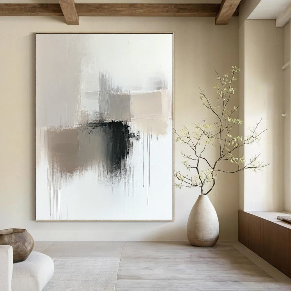 Neutral Tones Abstract Painting for Minimalist Dining Rooms GAB0803