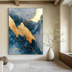 Blue and Gold Marble Abstract Painting for Luxury Hotel Lobbies GAB1351