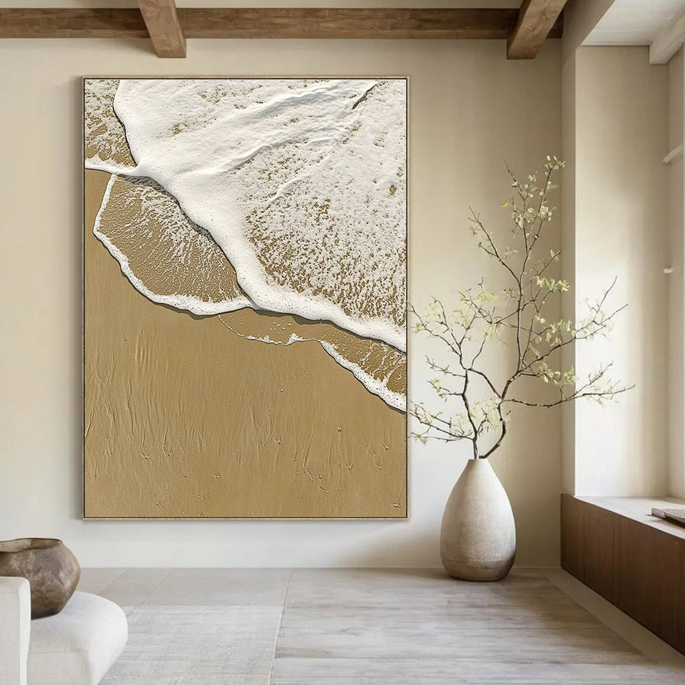 Beach Wave Foam Serene Coastal Abstract Painting GAB0310