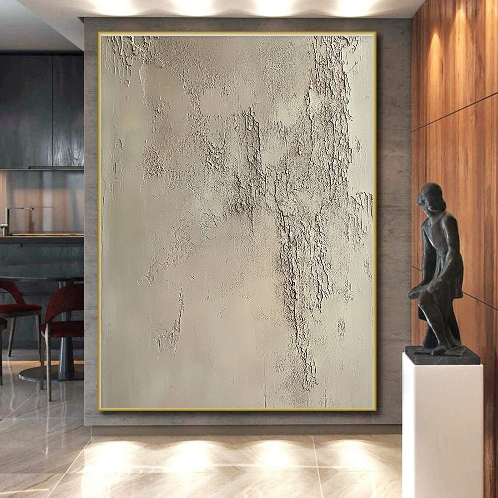 Textured Beige Plaster Abstract Painting with Raw Authenticity WINK271