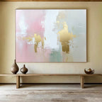 Pink and Gold Abstract Painting with Subtle Textured Elegance ABS442