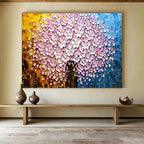 Pink Blossom Tree Abstract Painting for Romantic Bedroom Retreats YHT231