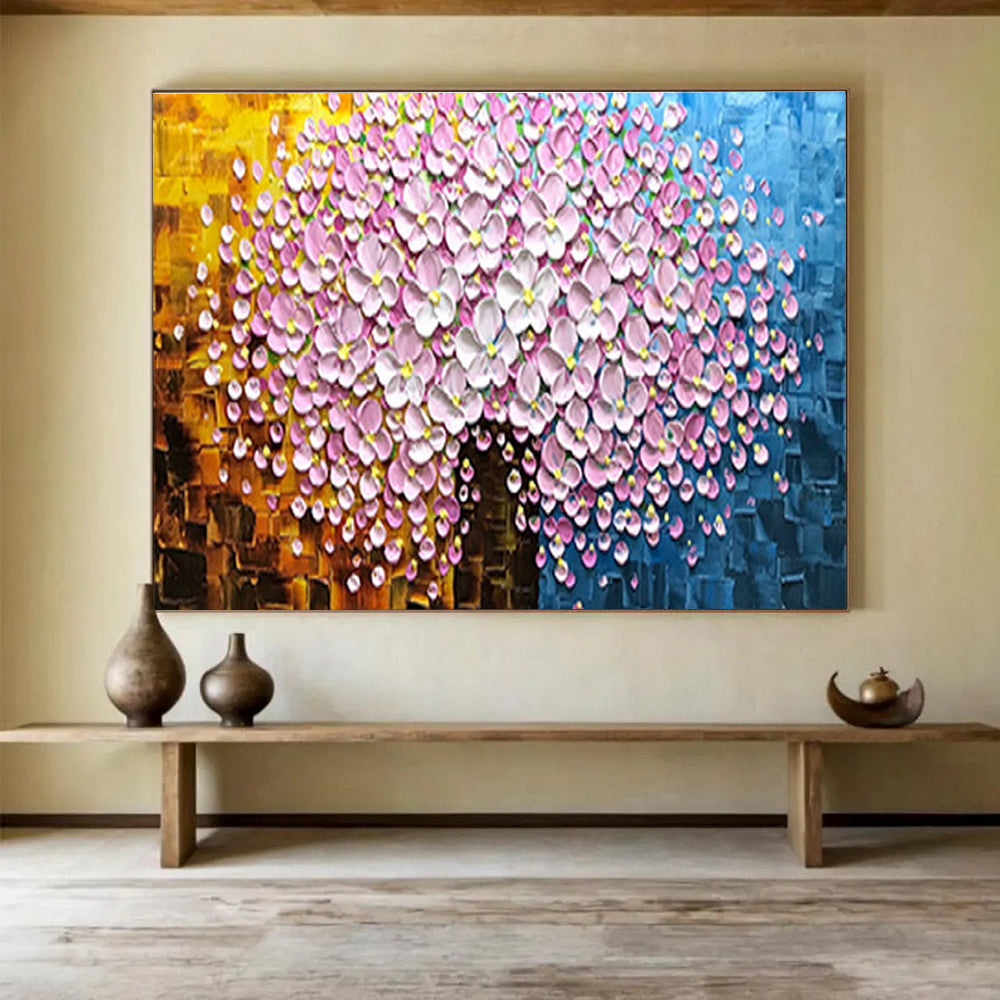 Pink Blossom Tree Abstract Painting for Romantic Bedroom Retreats YHT231