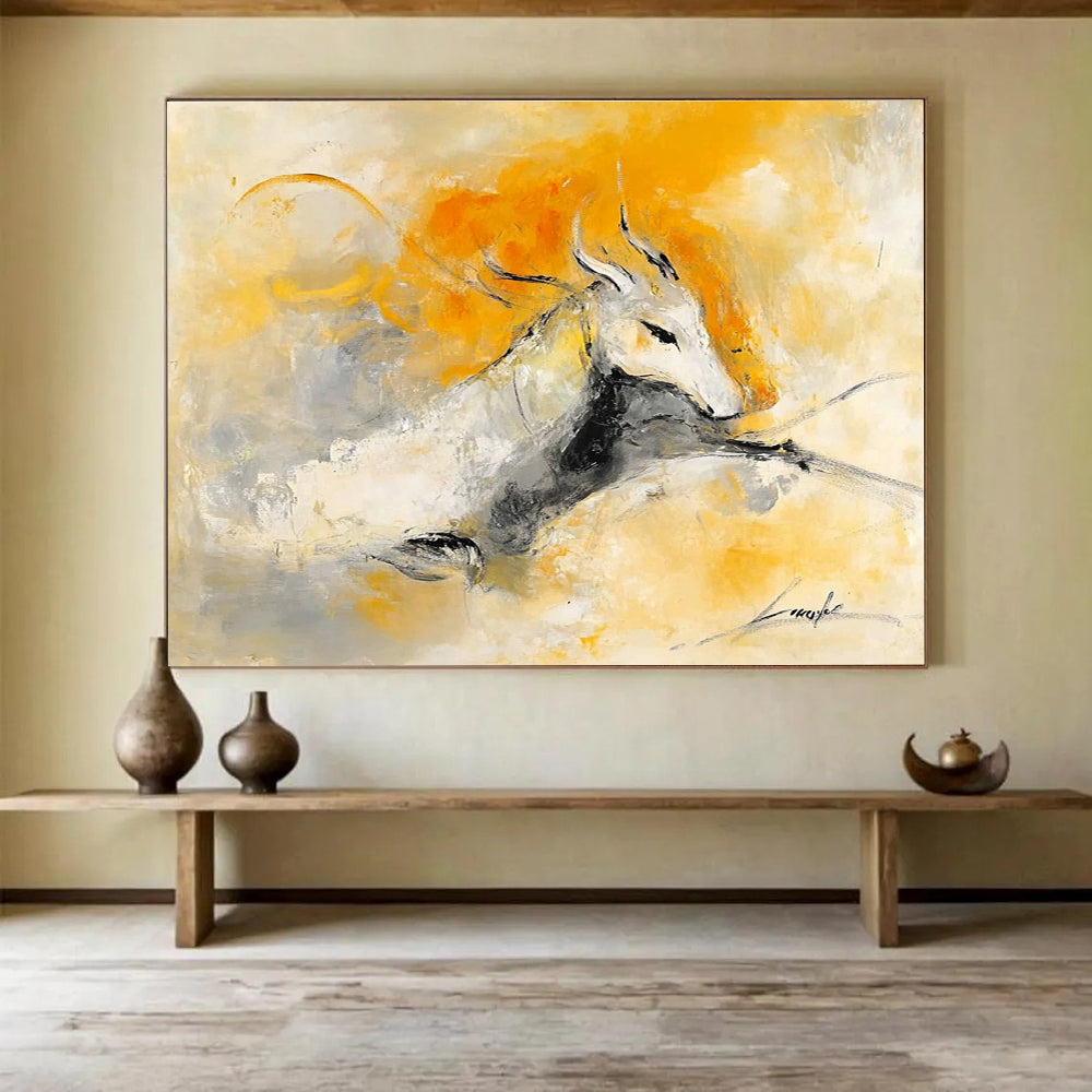 Mythical Creature Abstract Painting with Ethereal, Imaginative Presence ABS499