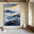 Golden - Accented Mountains Abstract Painting for Serene Spaces GAB0692
