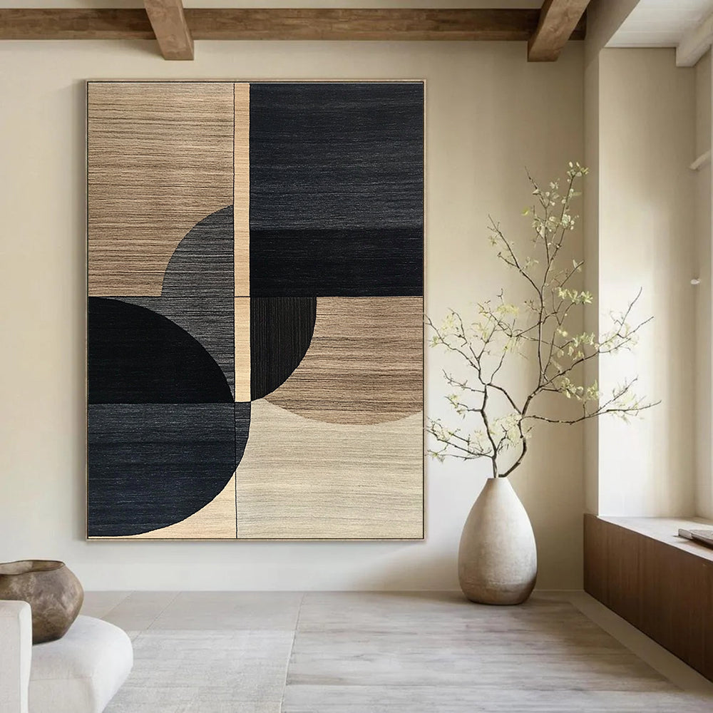 Geometric Wood - Like Shapes Abstract Painting for Contemporary Office Break Rooms GAB1356