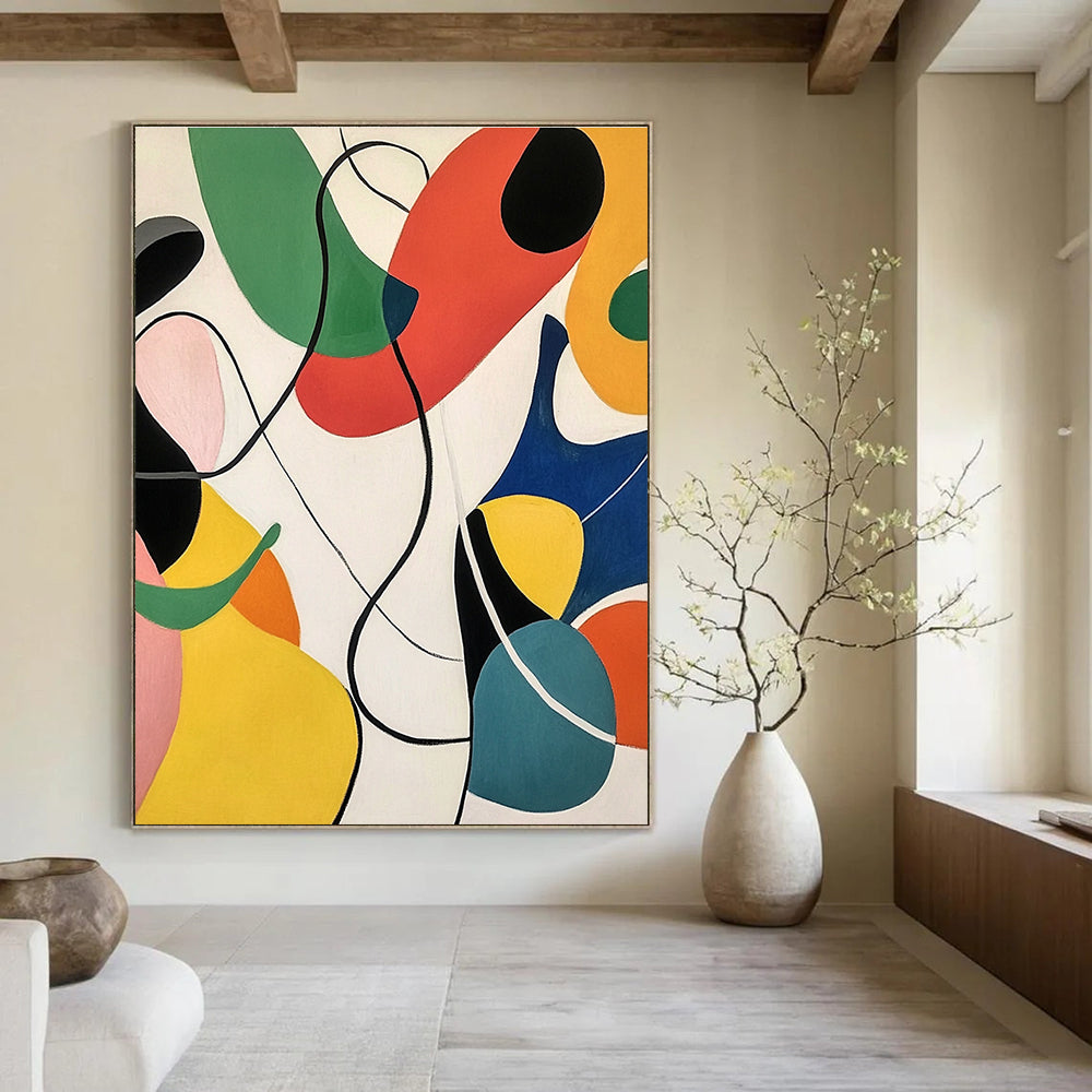Colorful Curved Shapes Abstract Painting for Creative Studio Spaces GAB1355