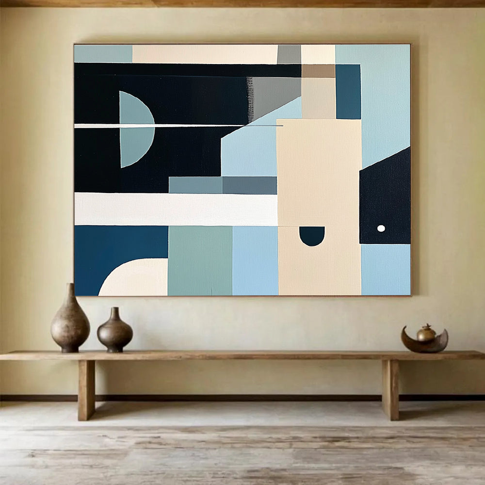 Cool - Toned Geometric Abstract  Modern Precision ABS103
