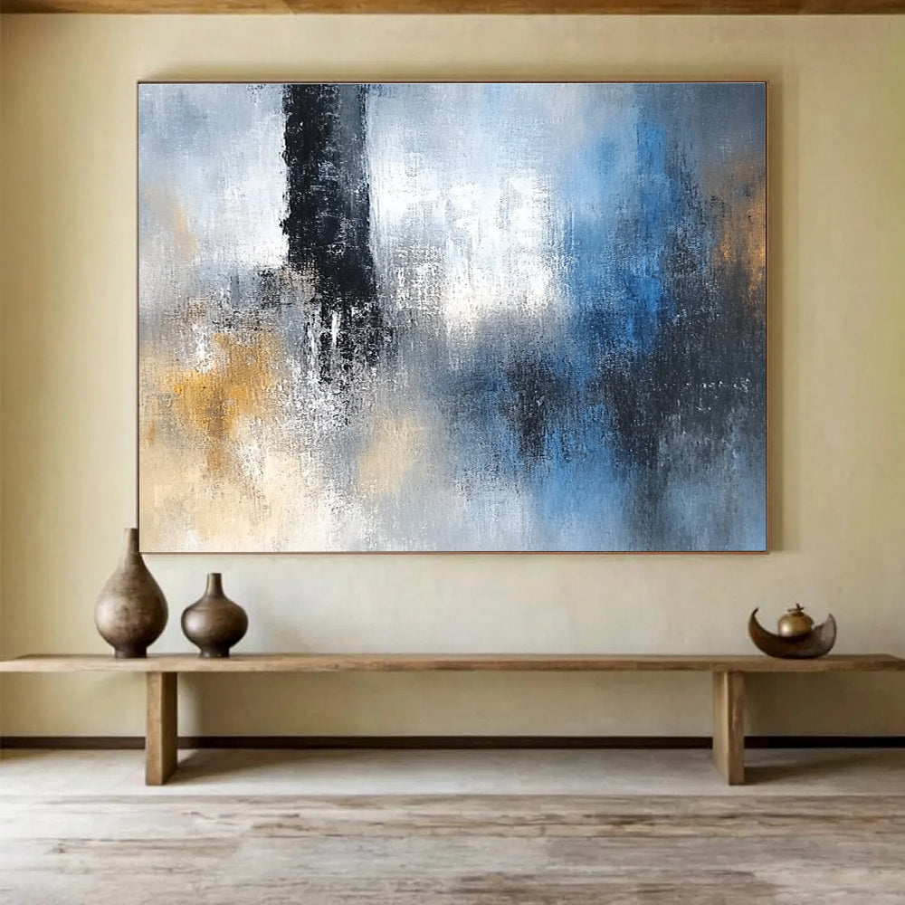 Subtle Gray - Blue Textural Abstract Painting ABS193