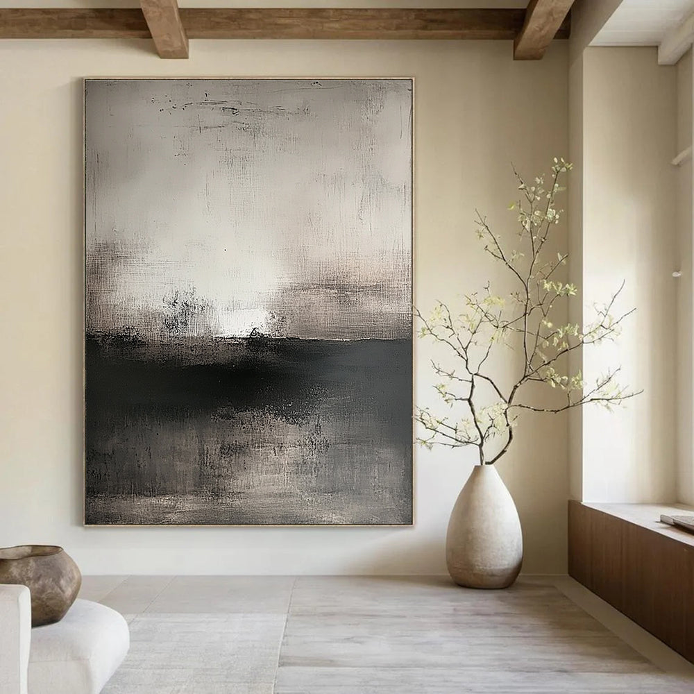 Gray Abstract Horizon - Subtle Landscape Abstract Art GAB0518