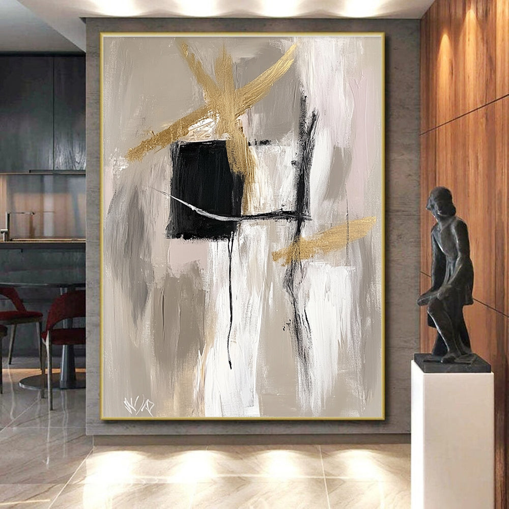 Gold Black Abstract Painting with Subtle Sophistication WINK690