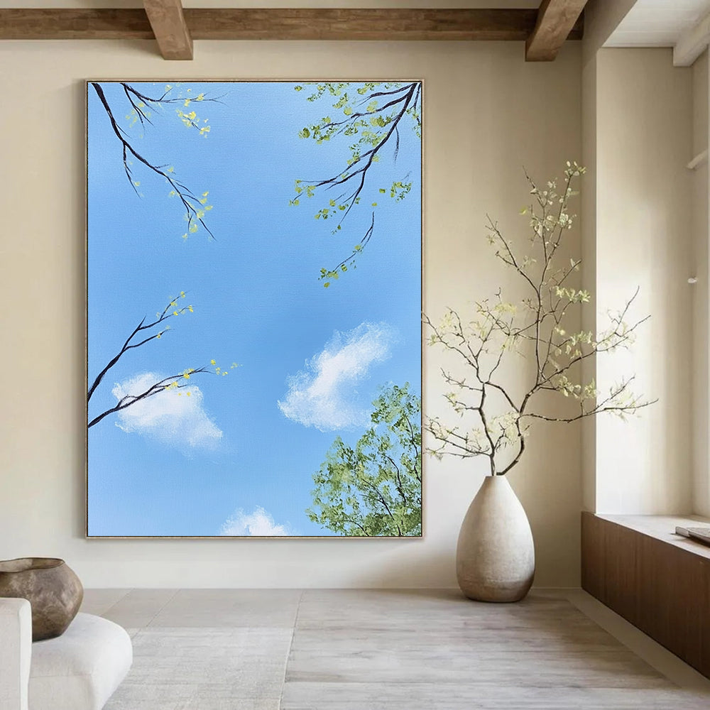 Sky with Tree Branches Serene Nature - Inspired Abstract Painting GAB0350