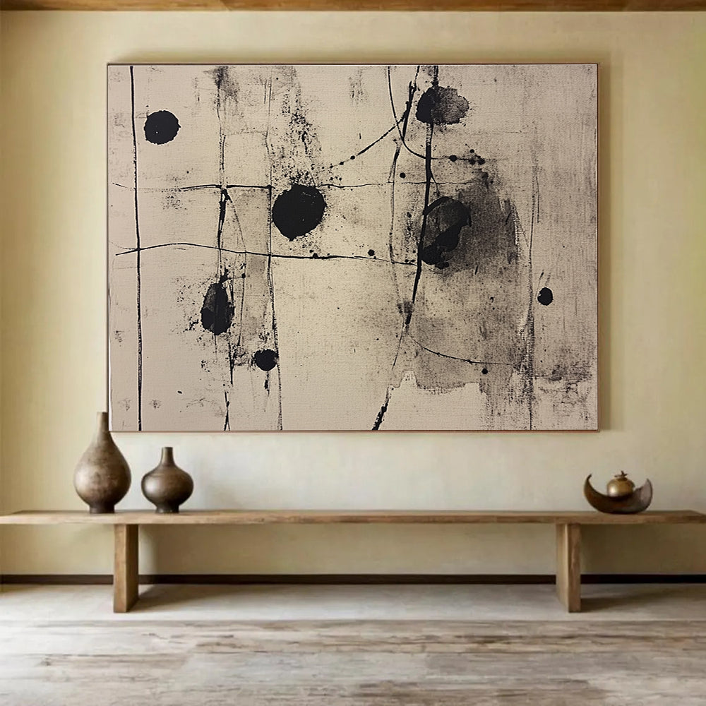 Ink - Splatter Abstract Painting with Dynamic Black and White ABS253