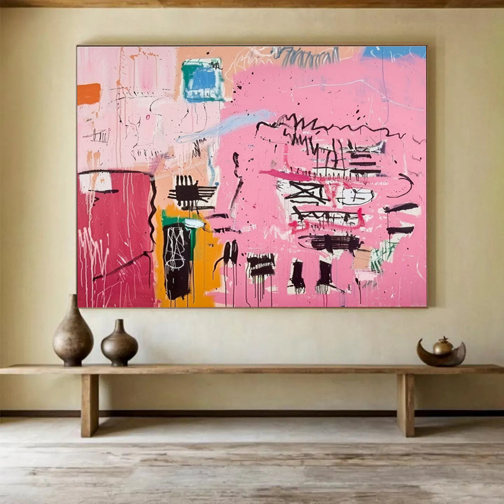 Pink Abstract Graffiti Painting for Urban Lofts YHT198