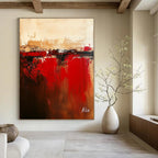 Geometric Abstract with Red Accents Painting for Mid - Century Modern Homes GAB1154