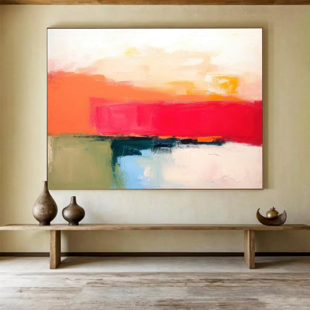 Bold Color Block Abstract Painting for Energetic Interiors YHT055