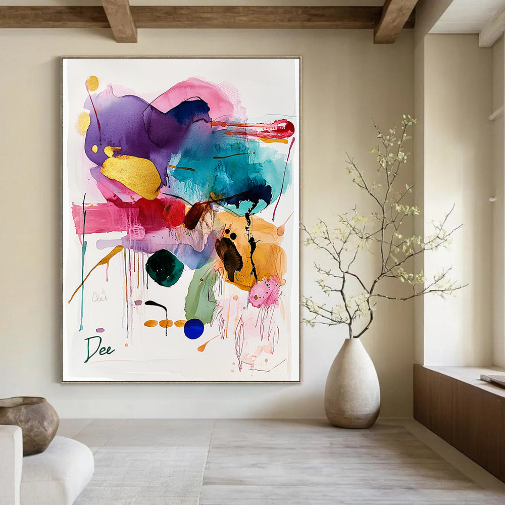 Bold Color Splash Abstract Painting of Energetic Creativity GAB0184