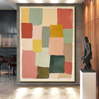 Pastel Geometric Squares Abstract Painting with Cheerful Simplicity WINK278