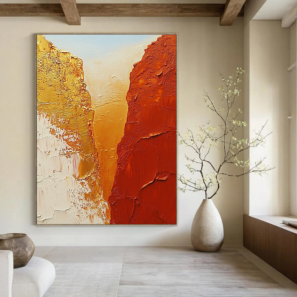 Gold and Rust Abstract Painting for Luxury Desert Resort Lobbies GAB1177