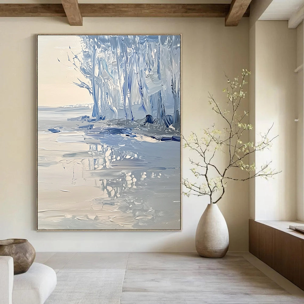 Icy Forest Abstract Painting for Winter - Themed Spaces GAB1066