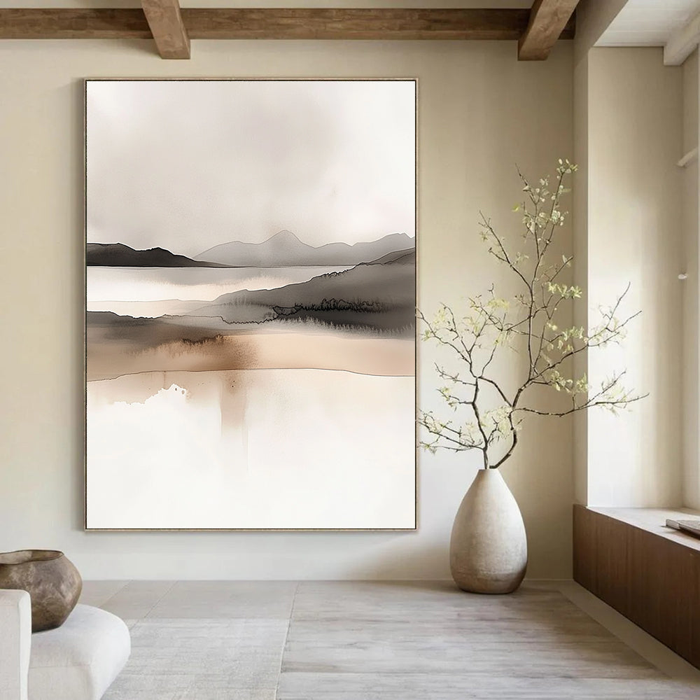 Sepia Landscape Abstract Painting for Vintage - Inspired Libraries GAB0989