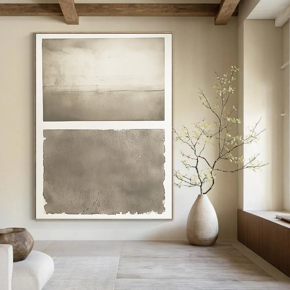 Monochrome Watercolor Subtle Abstract Painting for Serene Spaces GAB1502