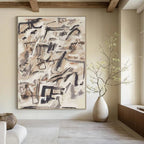 Earth - Toned Abstract Composition Painting for Bohemian - Style Living Rooms HENG143