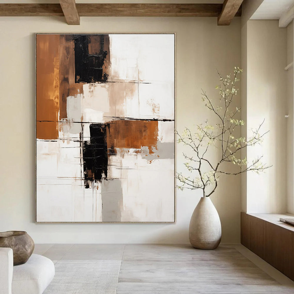 Brown - Black - White Abstract Painting for Industrial - Chic Lofts HENG129