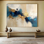 Blue - Gold Abstract Fusion Painting ABS185