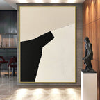 Angular Black and White Form Abstract Painting with Sharp Contrast WINK166