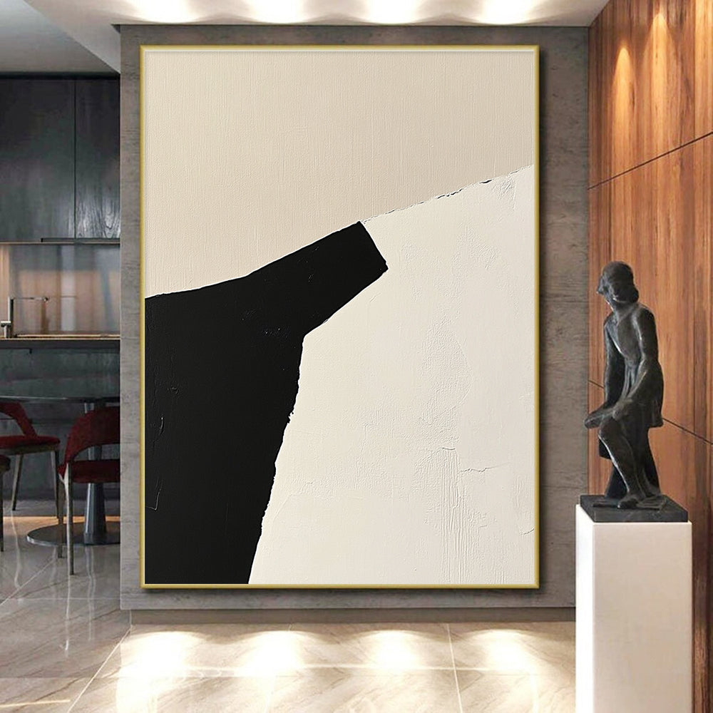 Angular Black and White Form Abstract Painting with Sharp Contrast WINK166