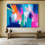 Bright Abstract Shapes: Playful Color Interaction Abstract Painting ABS153