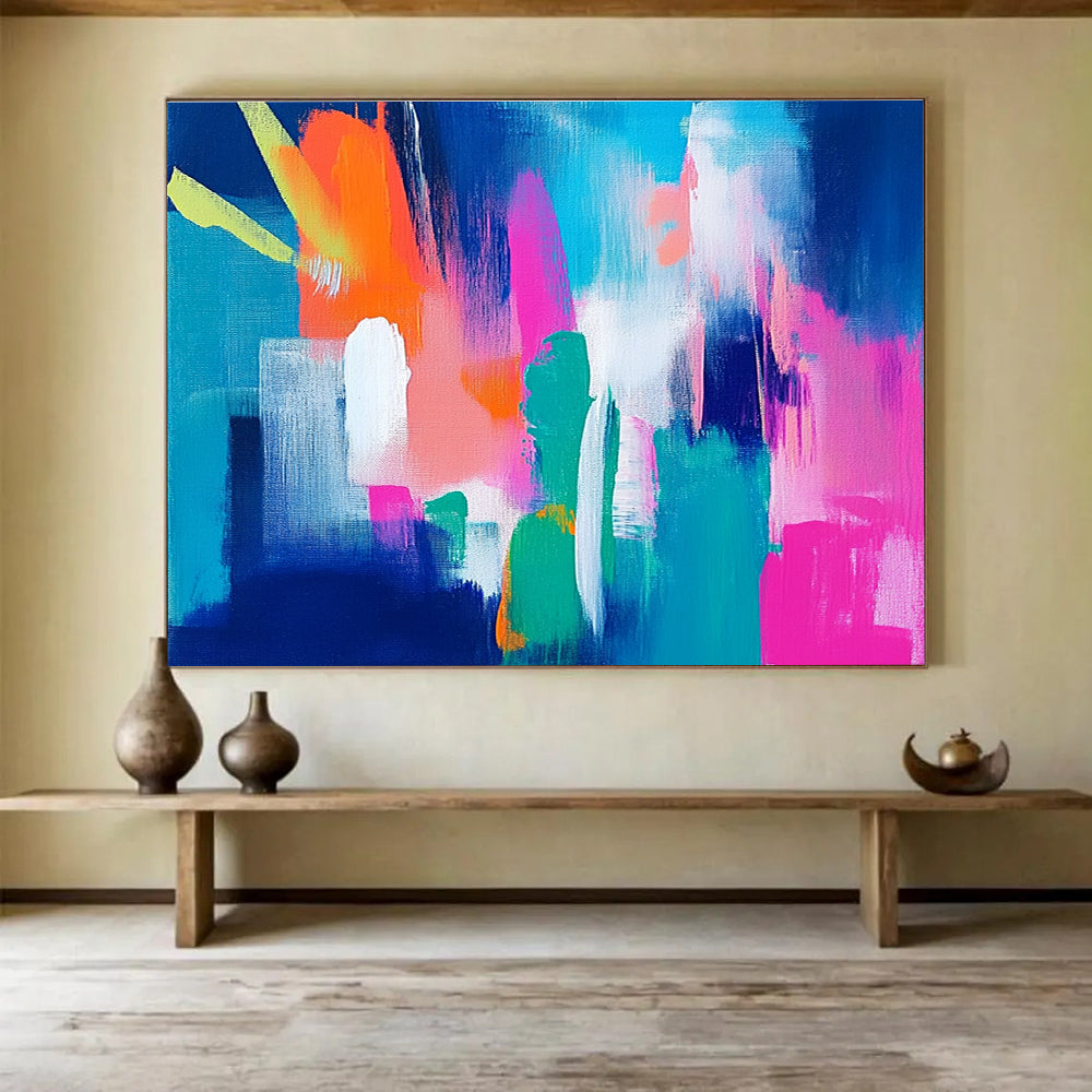 Bright Abstract Shapes: Playful Color Interaction Abstract Painting ABS153