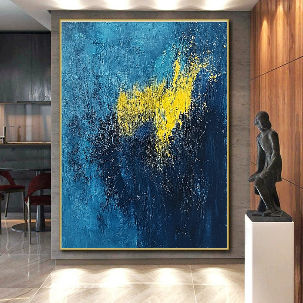 Blue - Yellow Abstract Spark Painting with Energetic Glow WINK395