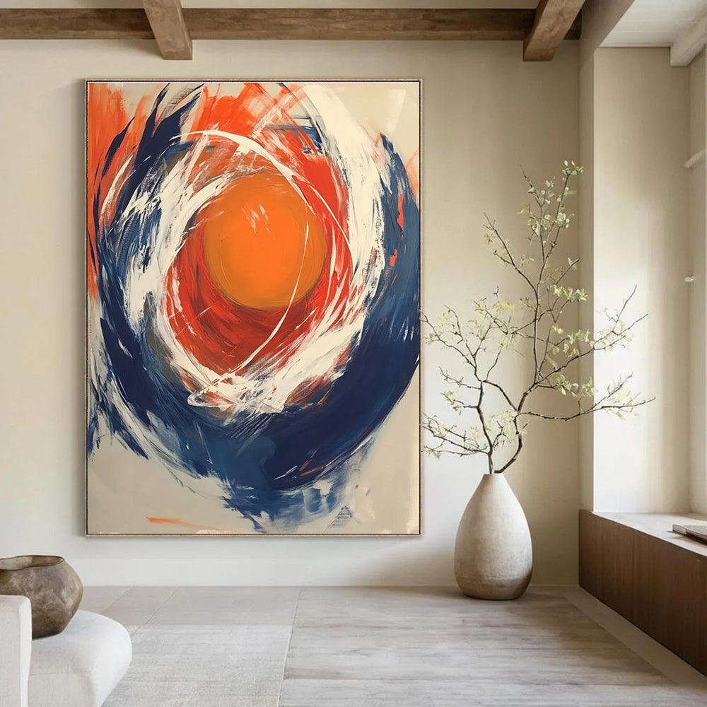 Circular Color Swirl Abstract Painting for Vibrant Fitness Studio Walls GAB1198