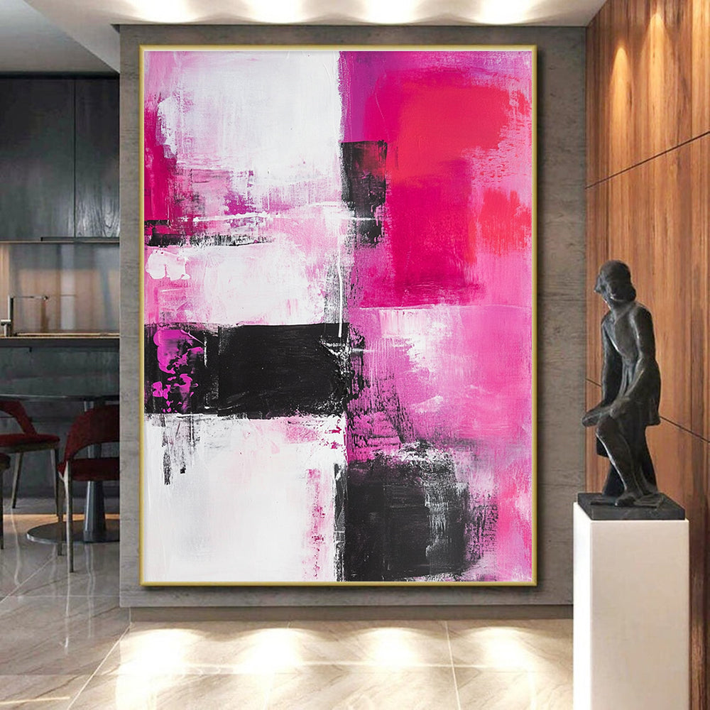 Pink - Black - White Abstract Painting with Feminine Edge WINK537