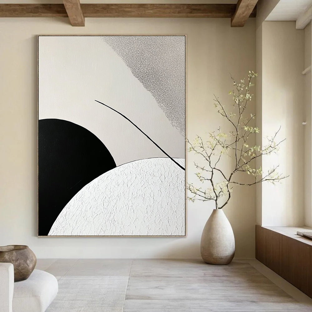 Black and White Minimalist Abstract Painting for Modern Art Galleries GAB0909