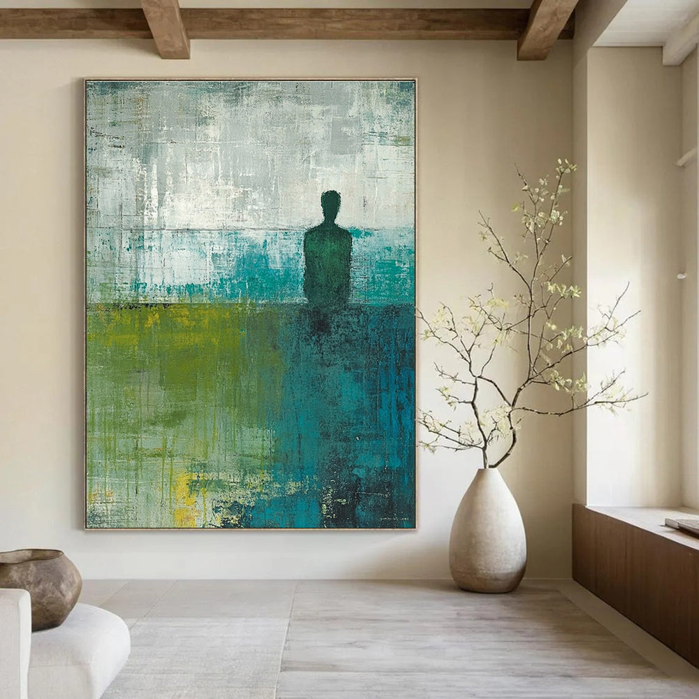 Solitary Figure Abstract Painting for Thoughtful Reading Nooks GAB0897