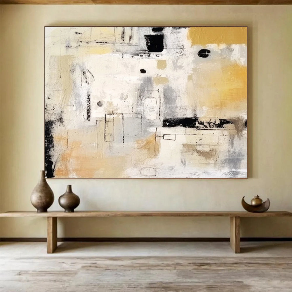 Neutral - Toned Abstract Painting for Subtle Elegance YHT060